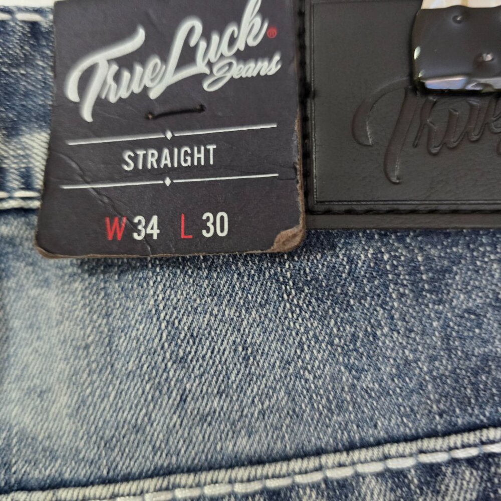 NEW True Luck Straight Fit Stretch Jeans Men's Sz 34x30 Flap Pockets NWT - Picture 9 of 11